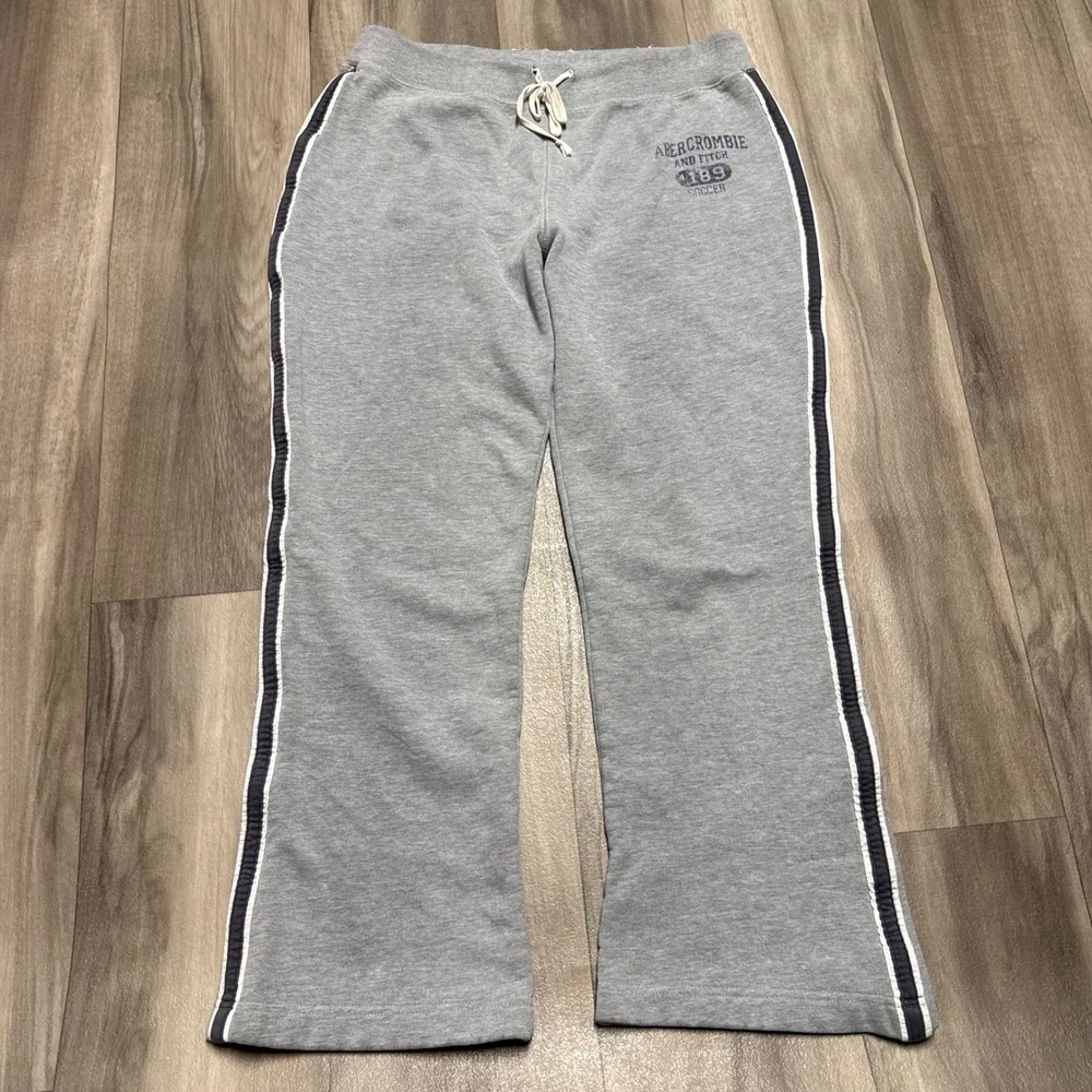 Abercrombie & Fitch Mens Gray Soccer Graphic Side Stripe Sweatpants Medium